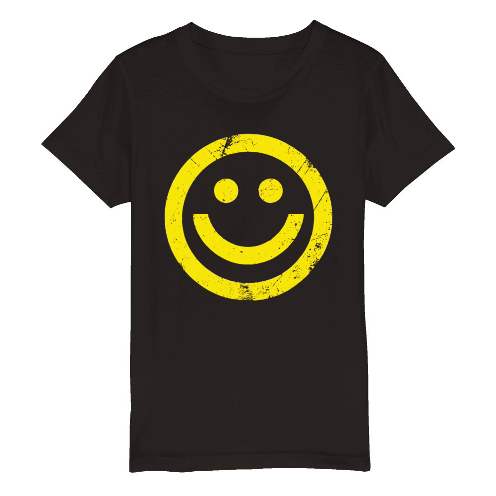 Funny Emoticon Yellow Organic Kids Crewneck T-shirt