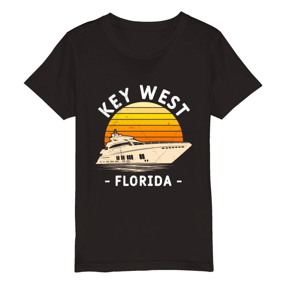 KEY-WEST FLORIDA Sailing Sunshine-State West Keys Organic Kids Crewneck T-shirt