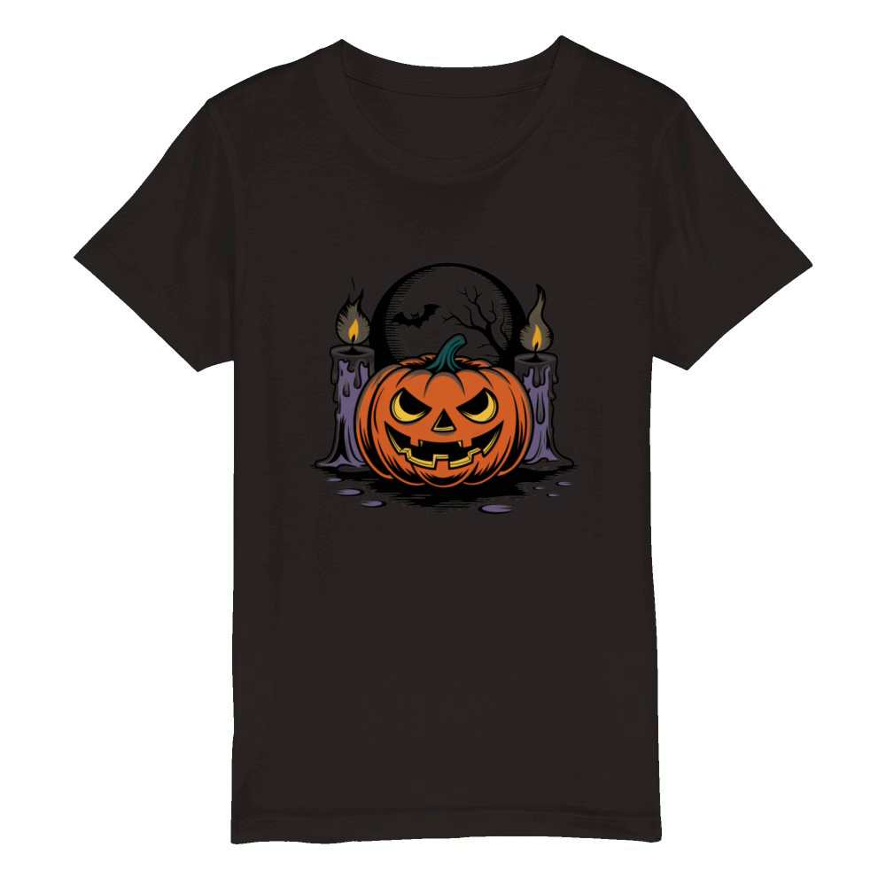 Vintage Pumpkin Scene Halloween Classic T-Shirt Organic Kids Crewneck T-shirt