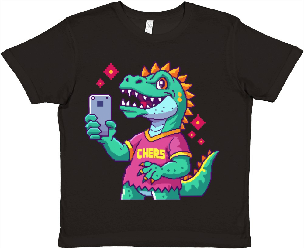 dinosaur selfi Premium Kids Crewneck T-shirt