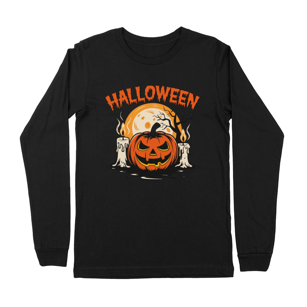 Vintage Pumpkin Scene Halloween Classic T-Shirt Premium Long Sleeve