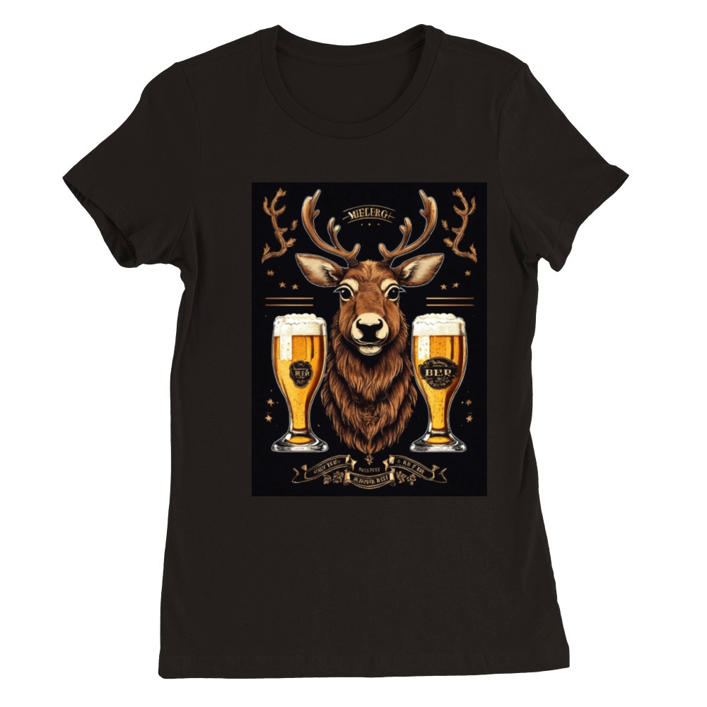Majestic Stag and Craft Beer Premium Womens Crewneck T-shirt