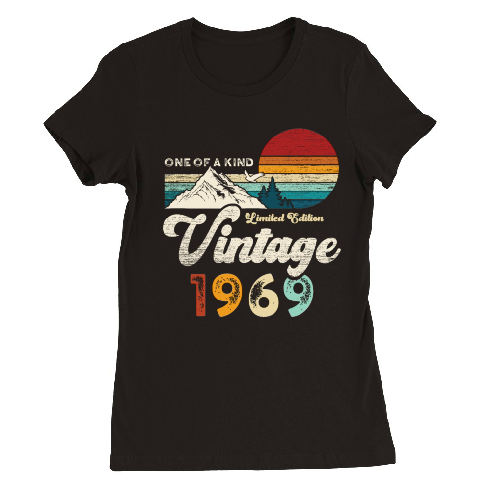 Vintage 1969 Birthday Mountains Premium Womens Crewneck T-shirt