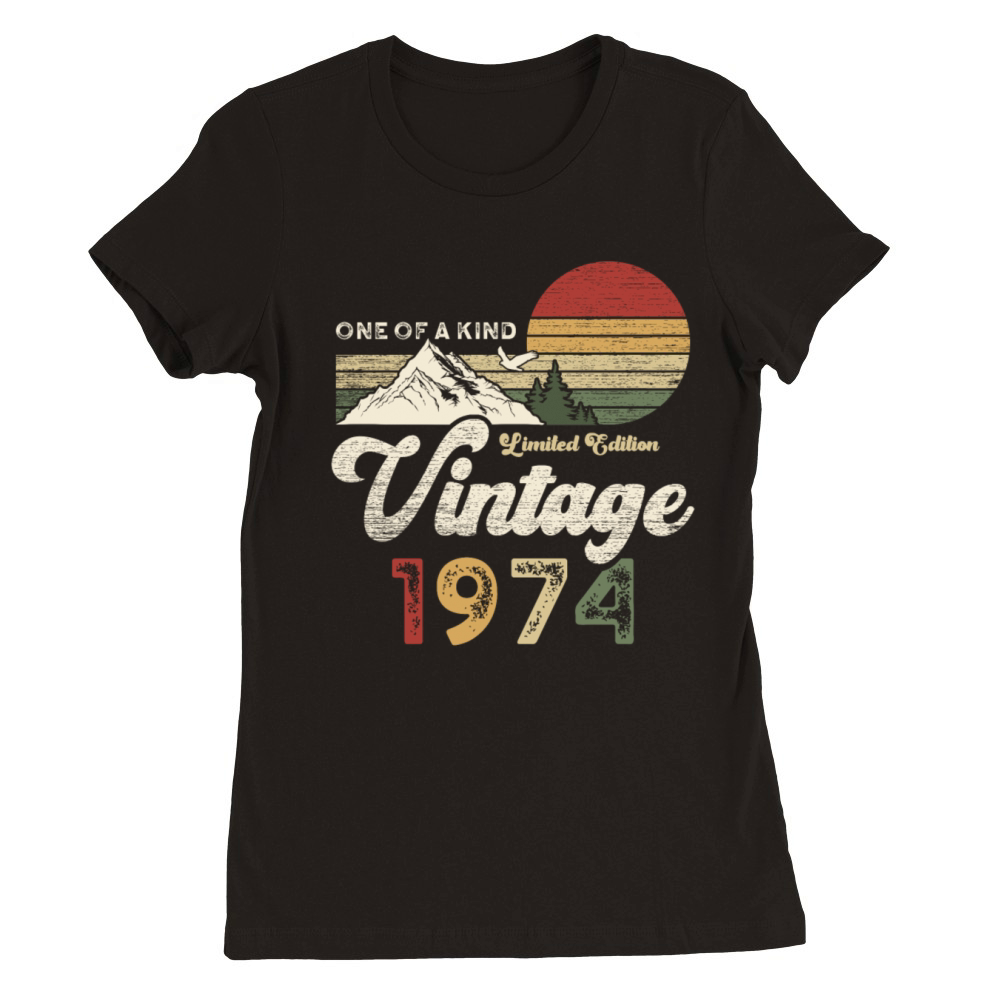 Vintage 1974 Birthday Mountains Premium Womens Crewneck T-shirt