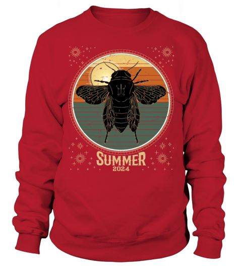 Cicada Retro Vintage Sunset 2024 Funny Cicada Sweatshirt Unisex