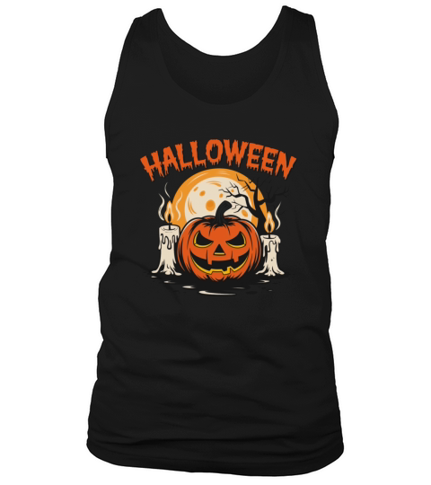 Vintage Pumpkin Scene Halloween Classic T-Shirt Tank Top Unisex