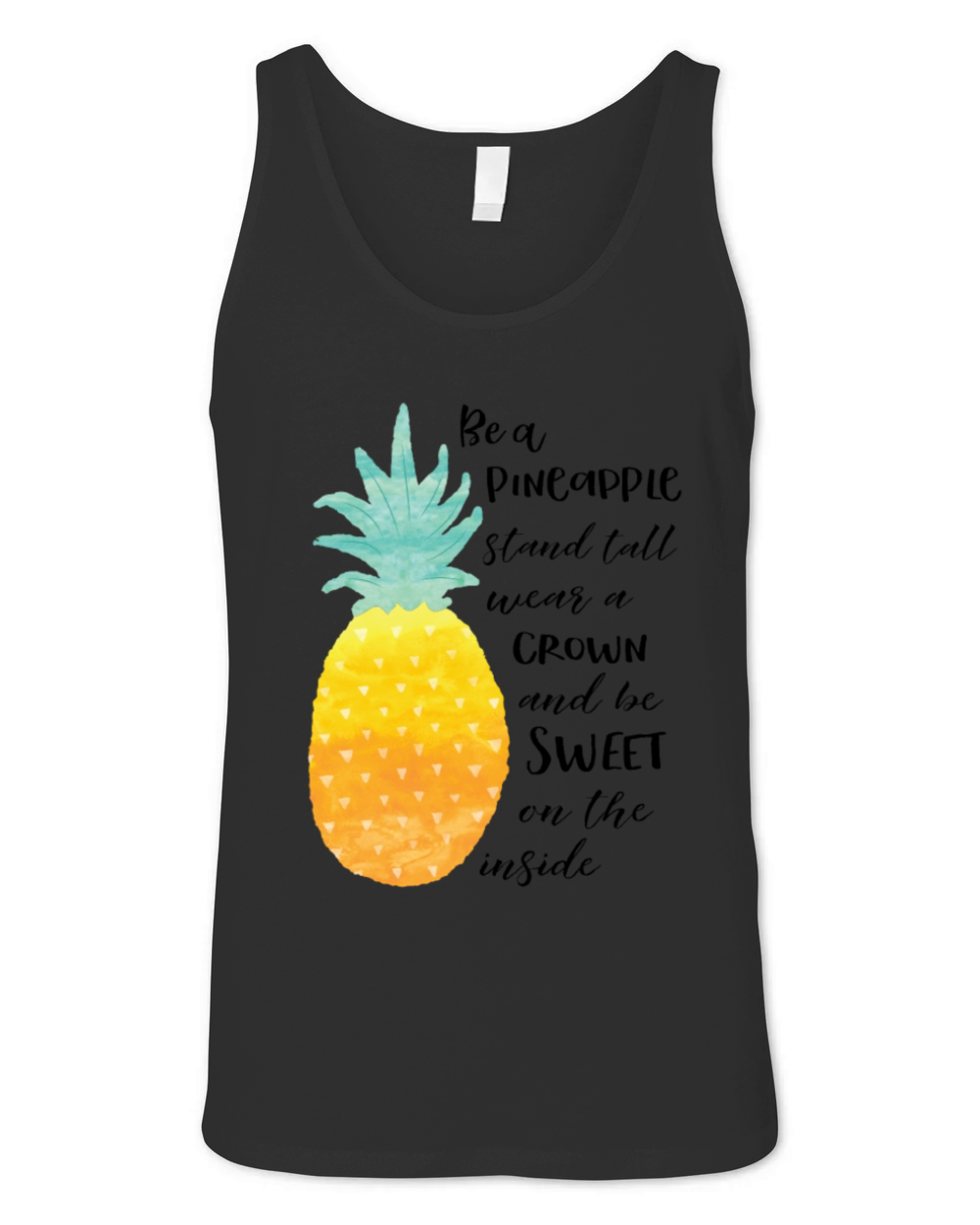 Be A Pineapple Inspirational Watercolor Typography Unisex Jersey Tank