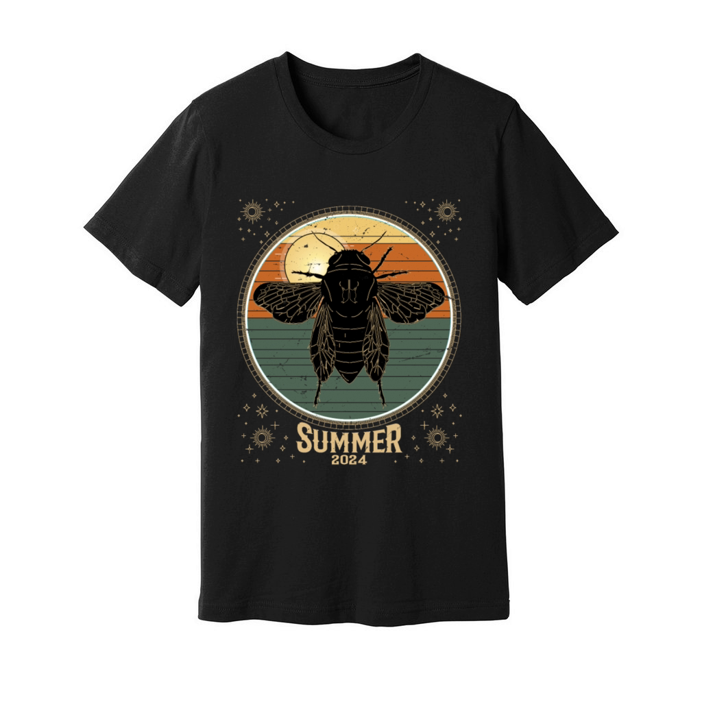 Cicada Retro Vintage Sunset 2024 Funny Cicada Unisex Jersey Tee