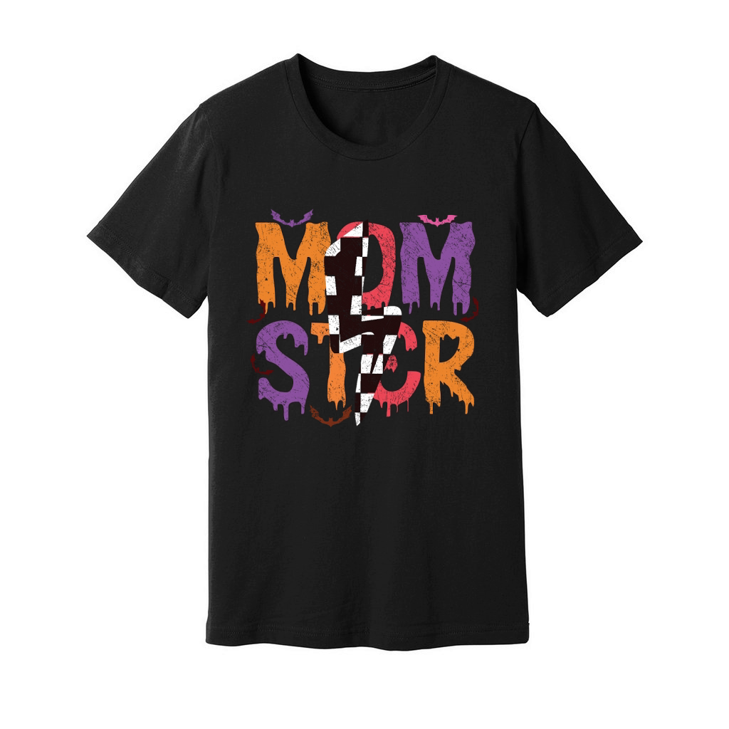 Momster Halloween Checkered Lightning Unisex Jersey Tee