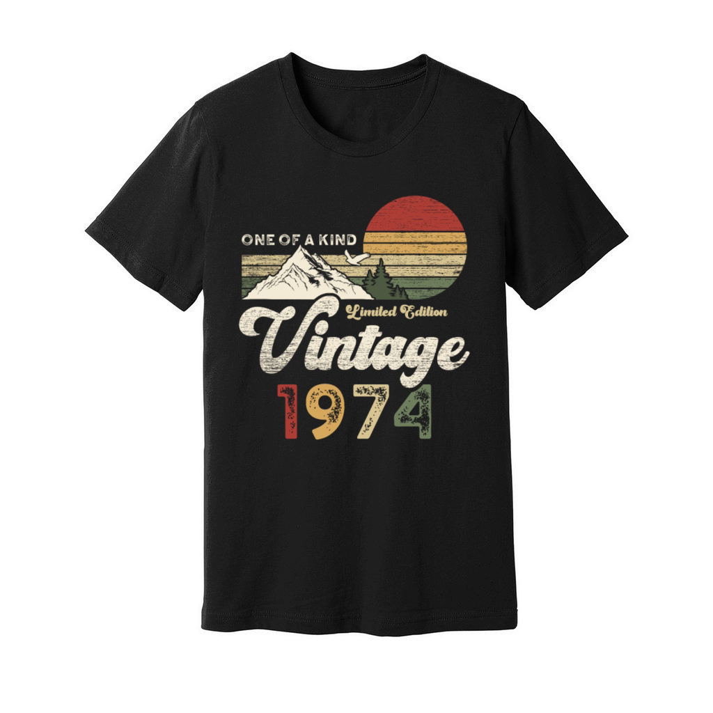 Vintage 1974 Birthday Mountains Unisex Jersey Tee