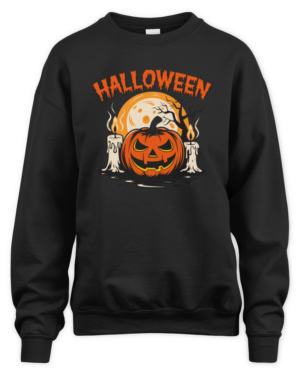Vintage Pumpkin Scene Halloween Classic T-Shirt Unisex Premium Crewneck Sweatshirt
