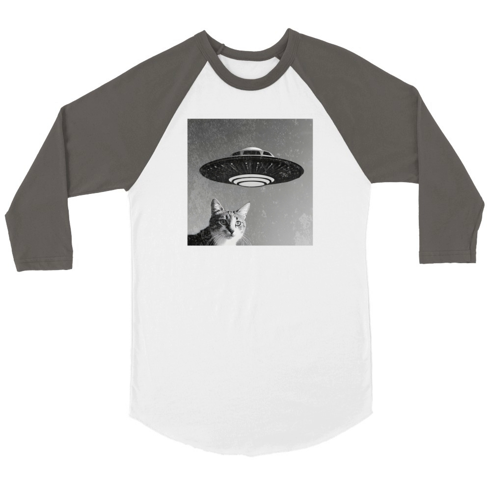 Cat UFO Unisex ¾ sleeve Raglan T-shirt