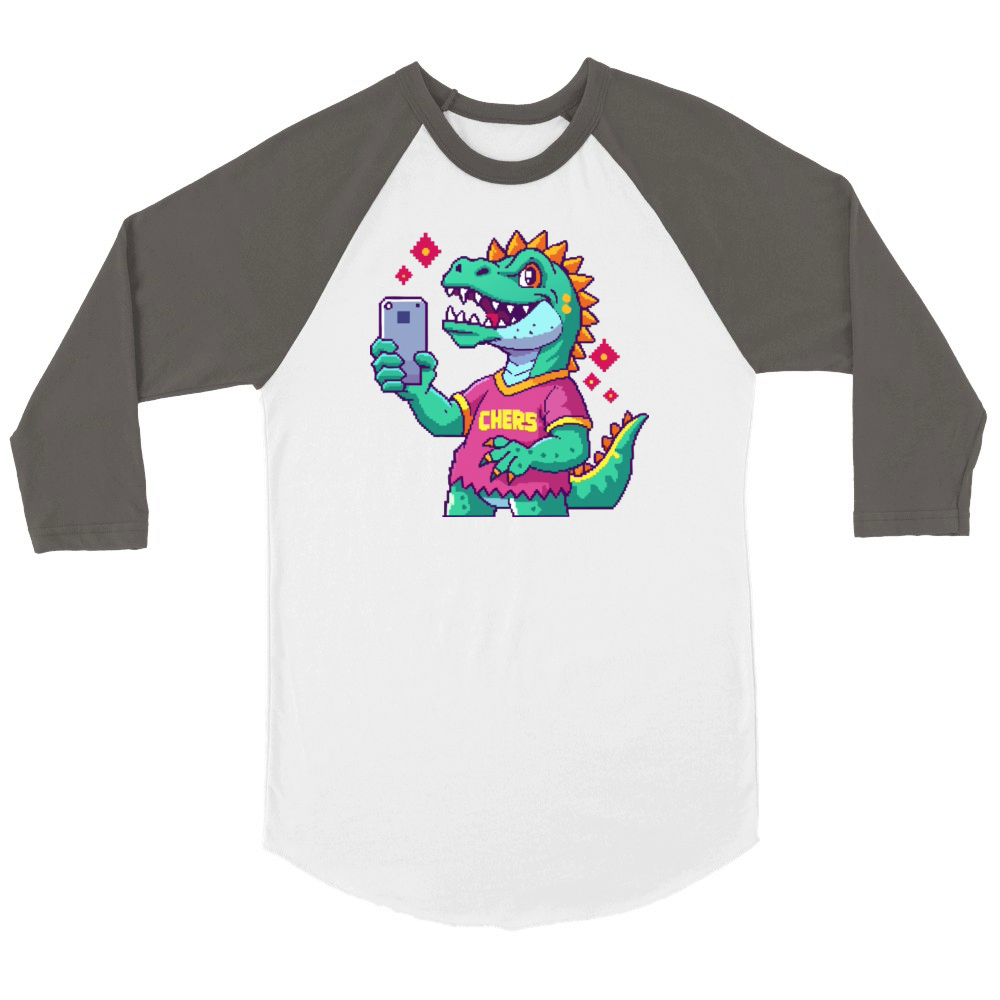dinosaur selfi Unisex ¾ sleeve Raglan T-shirt