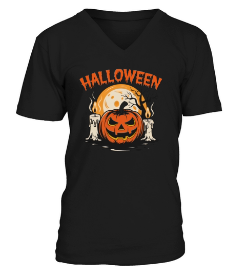 Vintage Pumpkin Scene Halloween Classic T-Shirt V-Neck T-shirt