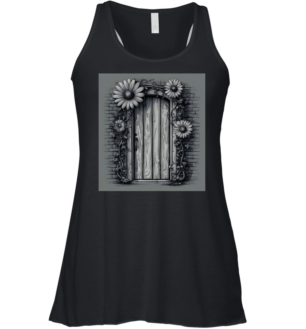 Doors Tee Texture Vintage Brickwork Wooden Door Women's Flowy Tank Top