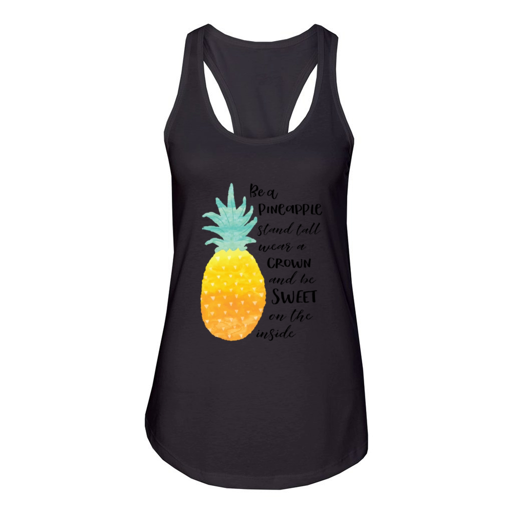Be A Pineapple Inspirational Watercolor Typography Women's Racerback Tank
