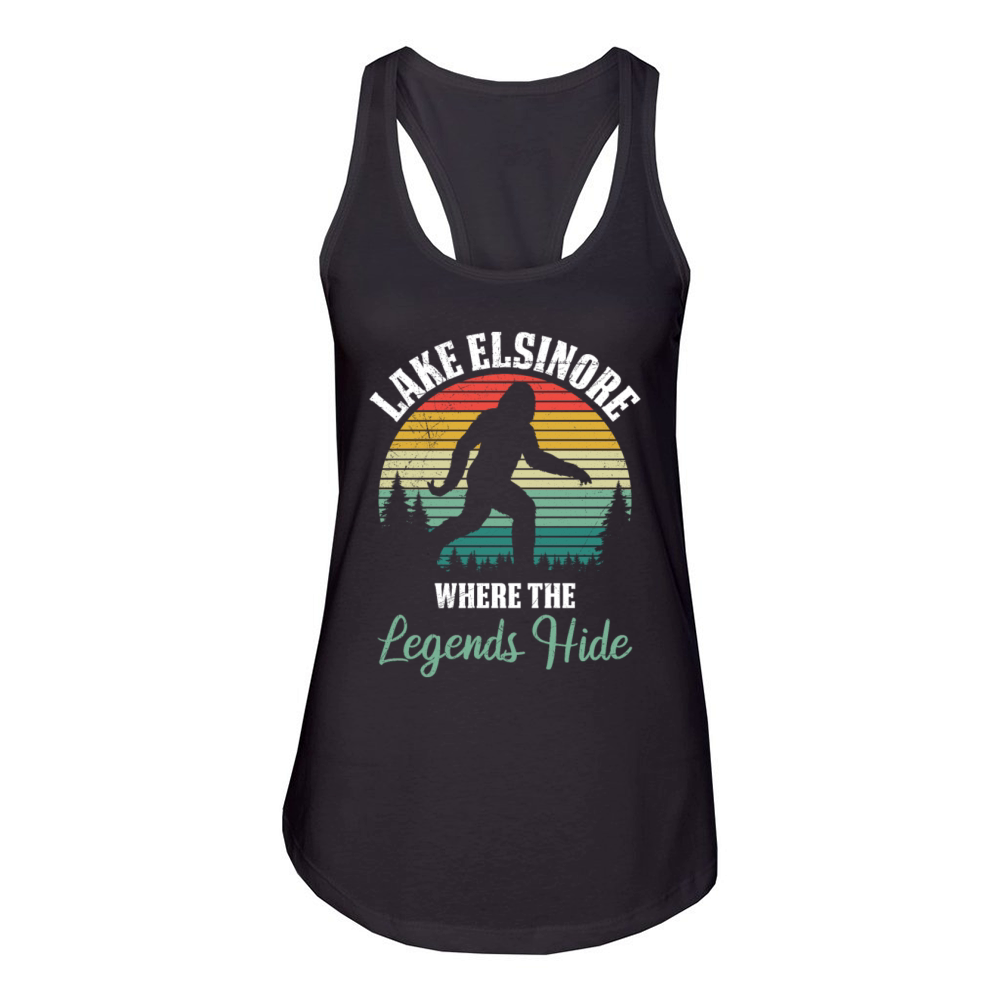 LAKE ELSINORE California WHERE THE LEGENDS HIDE Women's Racerback Tank