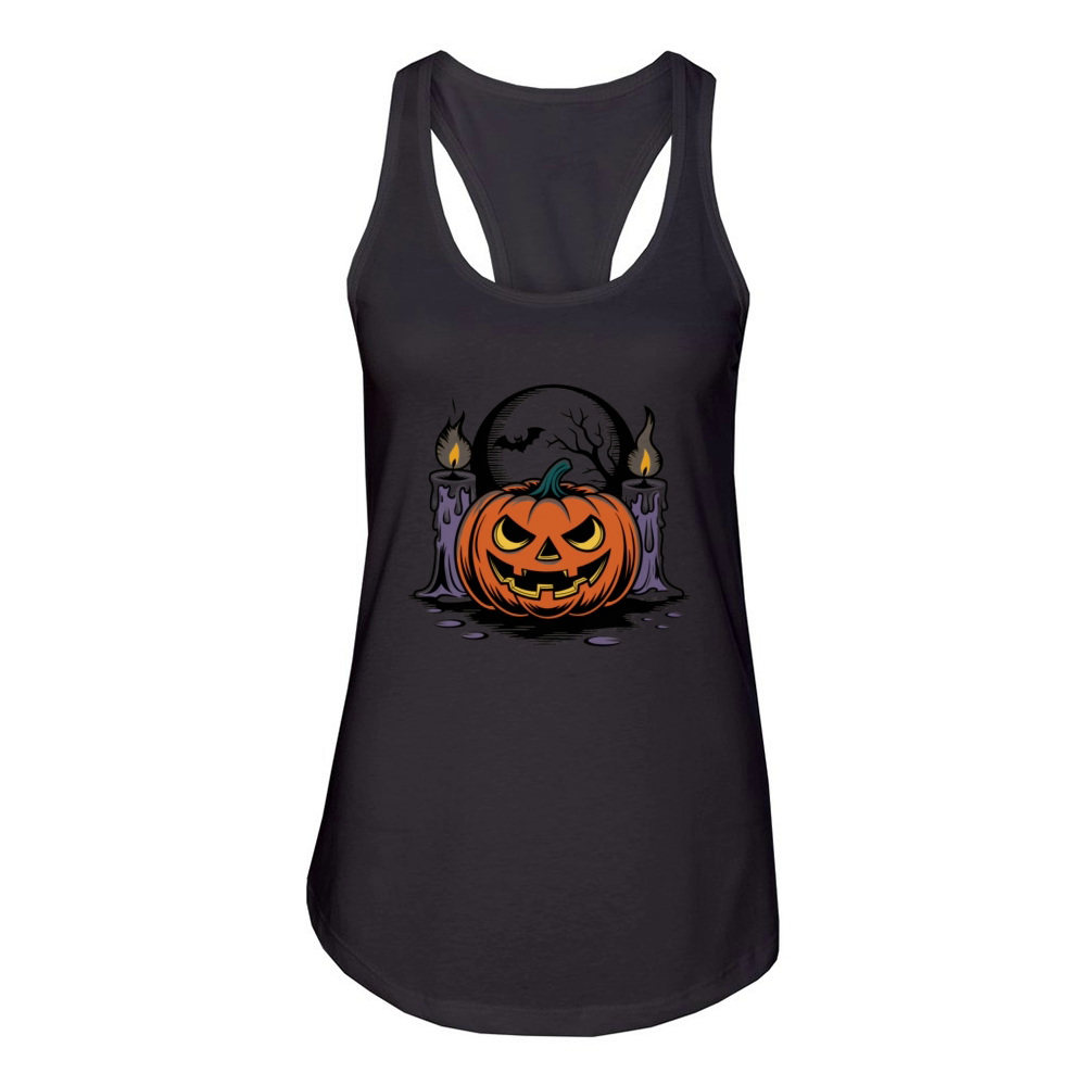 Vintage Pumpkin Scene Halloween Classic T-Shirt Women's Racerback Tank