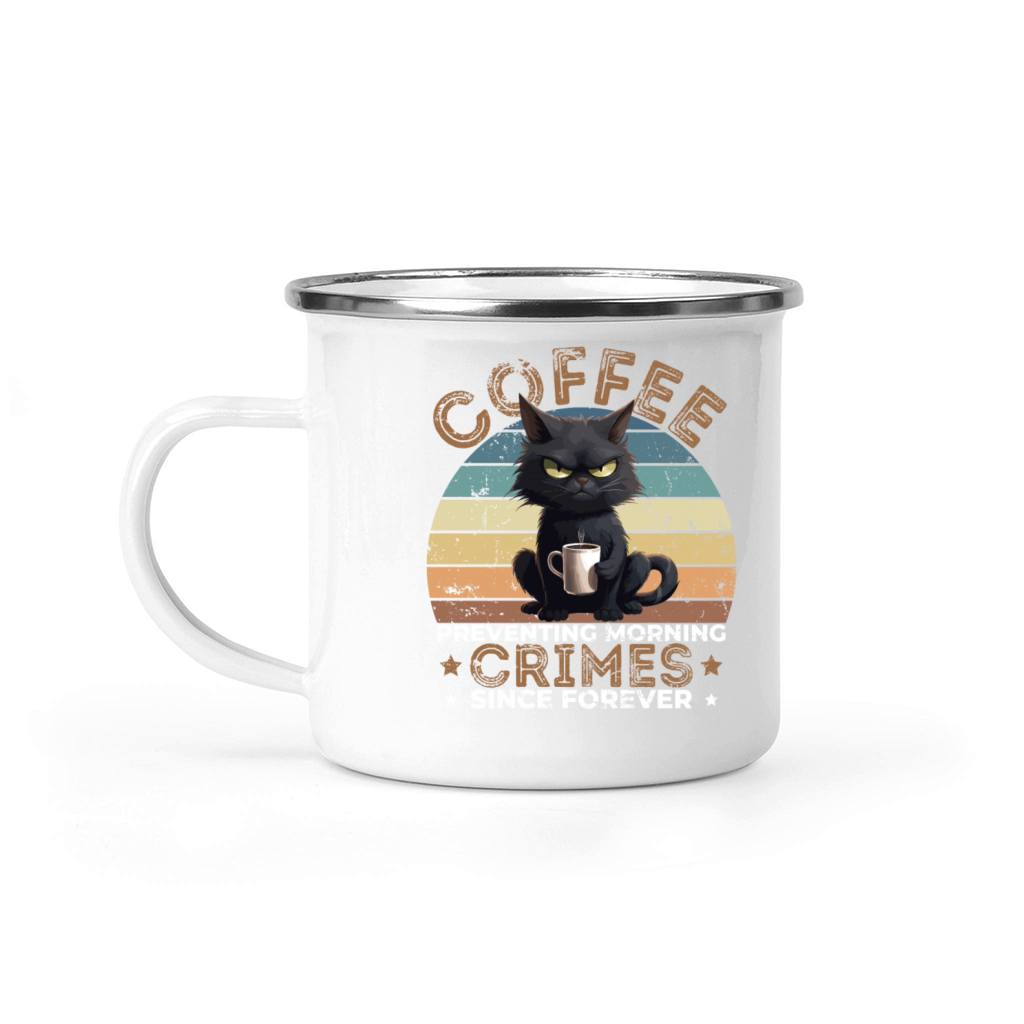 Coffee Preventing Morning Crimes Cat Humor Camping Mug