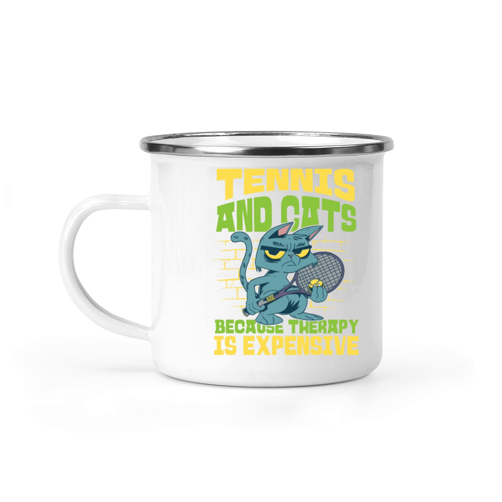 Funny Tennis Player Racket Cat Camping Mug