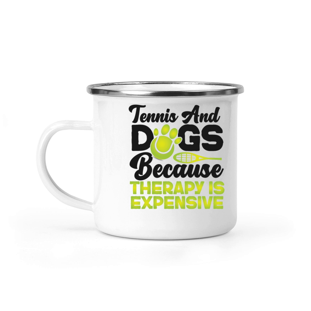 Funny Tennis Player Racket Dog Camping Mug