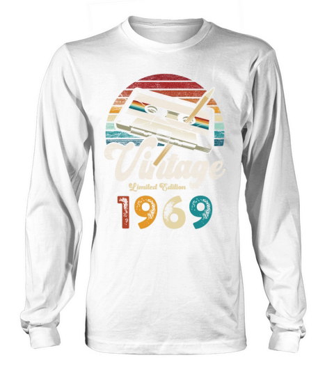 Vintage 1969 Birthday Cassette Pencil Long sleeved Unisex