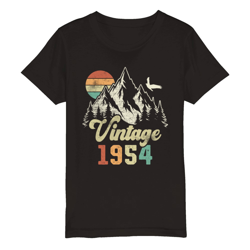Vintage 1954 Birthday Mountains Eagle Organic Kids Crewneck T-shirt