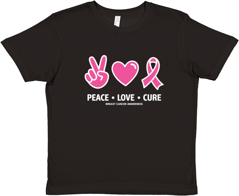 Peace Love Cure Pink Ribbon Family Breast Cancer Premium Kids Crewneck T-shirt