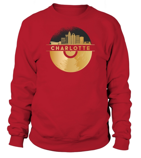Vinyl-Record-Player Disco-Music Skyline-Charlotte Sweatshirt Unisex