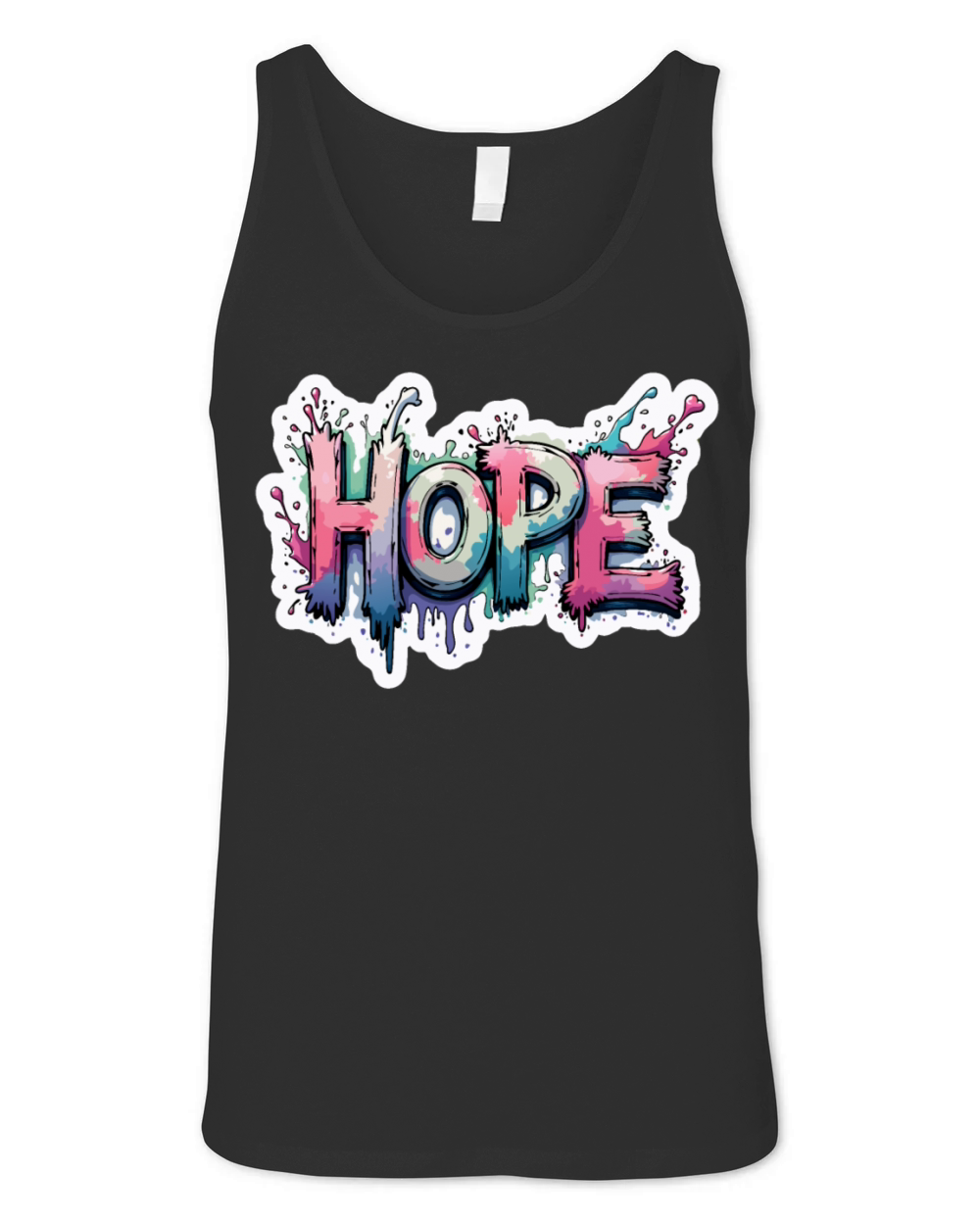 HOPE - Watercolor Splashes - Motivational Quote Unisex Jersey Tank