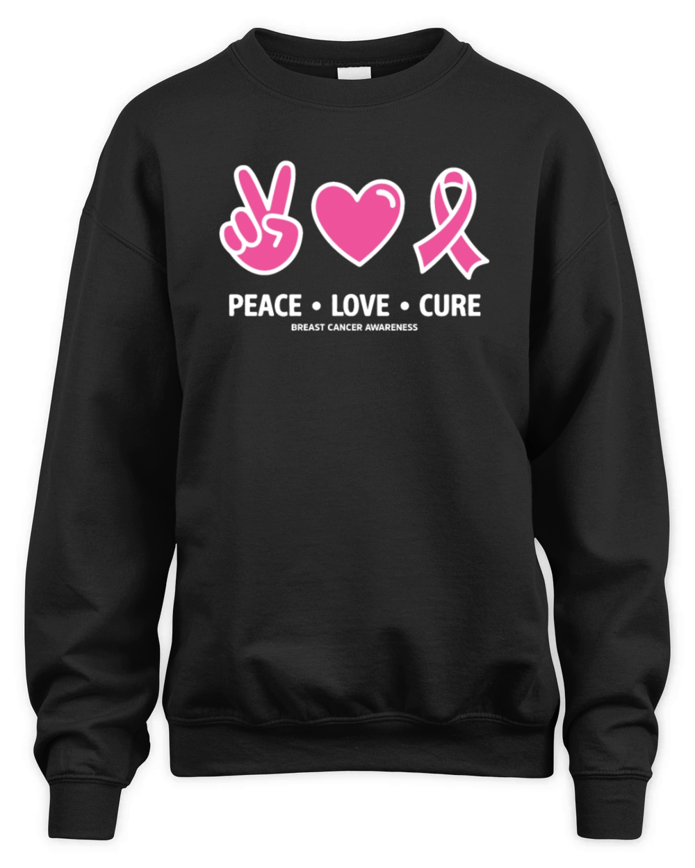 Peace Love Cure Pink Ribbon Family Breast Cancer Unisex Premium Crewneck Sweatshirt