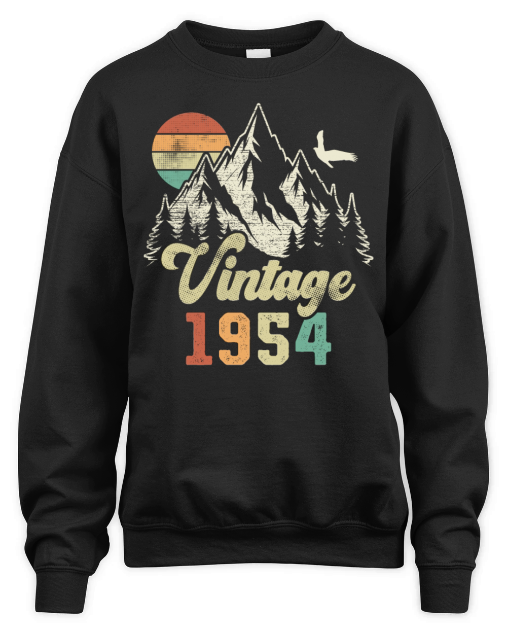Vintage 1954 Birthday Mountains Eagle Unisex Premium Crewneck Sweatshirt