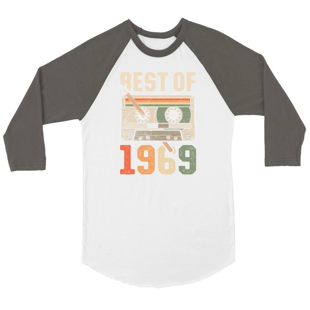 Best Of 1969 Birthday Cassette Unisex ¾ sleeve Raglan T-shirt