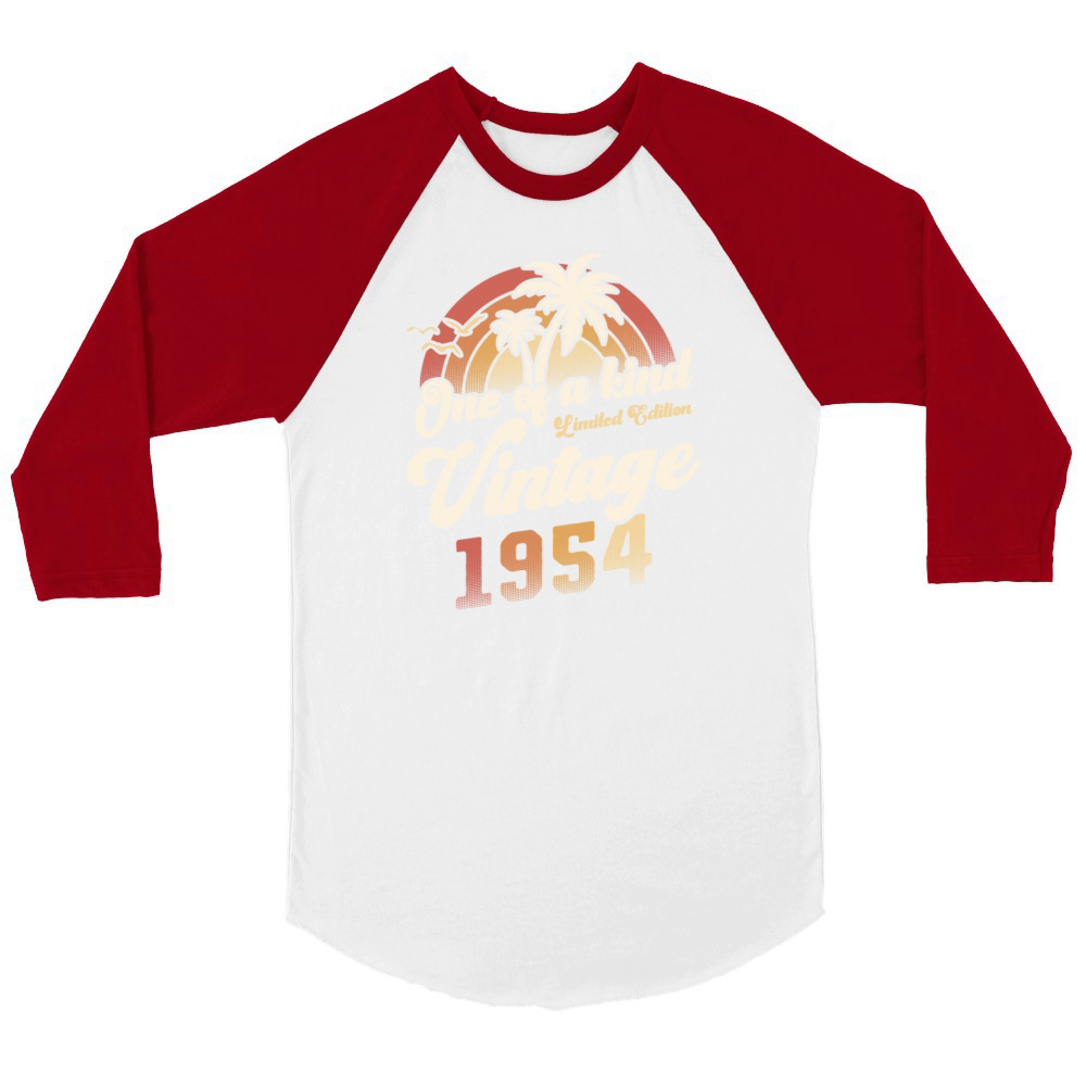 Vintage 1954 Birthday Palm Trees Unisex ¾ sleeve Raglan T-shirt