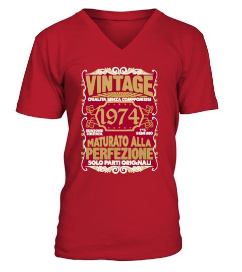 50 Compleanno 50 Uomo Anni Retro Vintage 1974 Reg V-Neck T-shirt