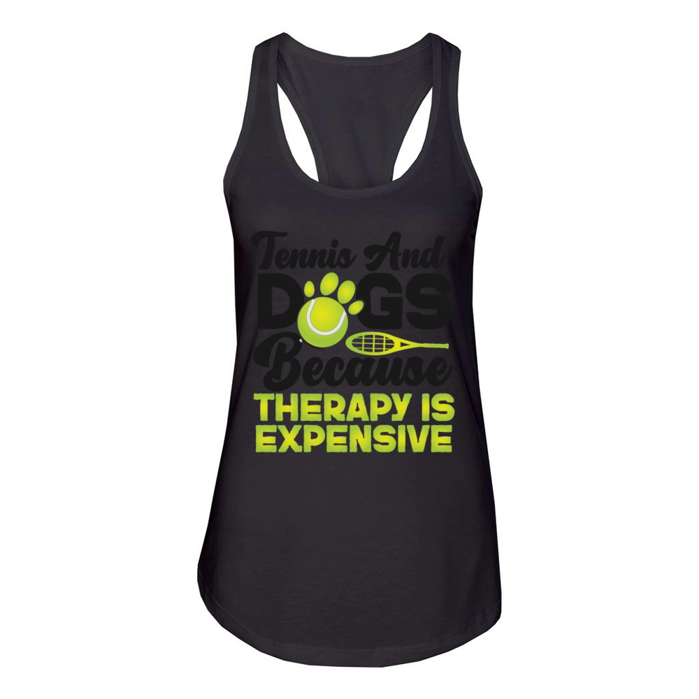 Funny Tennis Player Racket Dog Women's Racerback Tank