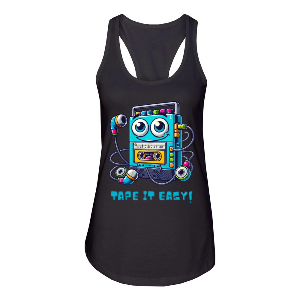 Tape It Easy Design - Funny Retro T-Shirt Women's Racerback Tank
