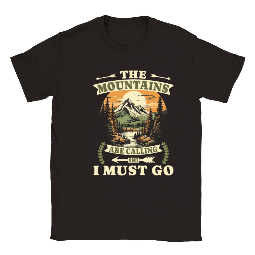 The Mountains Are Calling Vintage Hiking Classic Kids Crewneck T-shirt