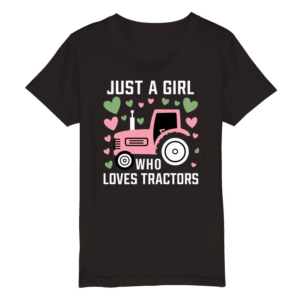 Just a Girl Who Loves Tractors Organic Kids Crewneck T-shirt