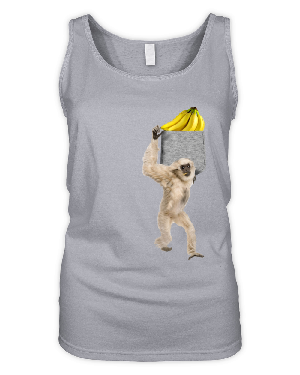 Gibbon Monkey Reaching For Banana In Fake Pocket Organic Women's Tank Top
