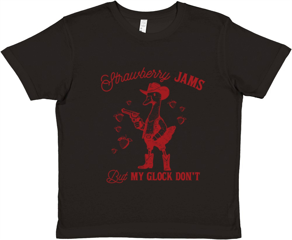Strawberry Jams But My Glock Dont Funny Duck Premium Kids Crewneck T-shirt