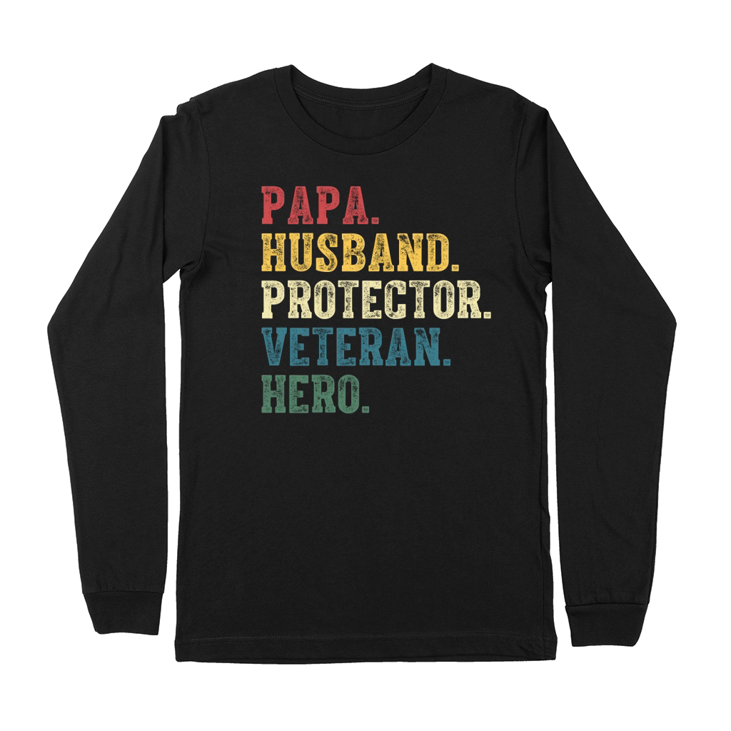 Papa Husband Protector Veteran Hero Premium Long Sleeve