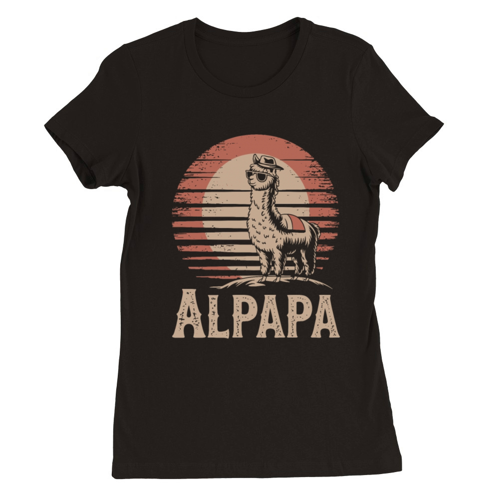 Alpapa Alpaca Dad Retro Sun Hat Sunglasses Premium Womens Crewneck T-shirt