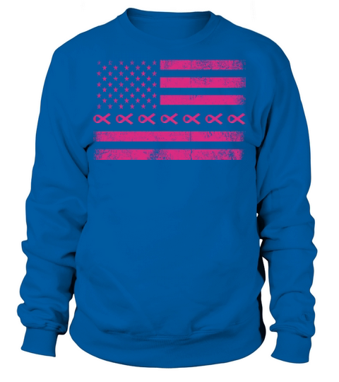 Pink Ribbon American Flag Breast Cancer T Shirt Sweatshirt Unisex