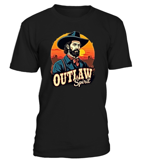 Western Outlaw with Sunset Background T-Shirt Unisex