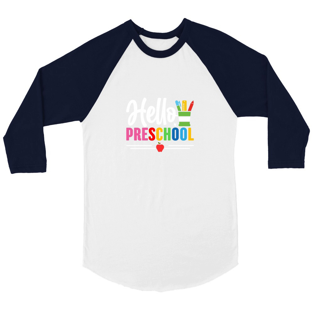 HELLO PRESCHOOL Unisex ¾ sleeve Raglan T-shirt