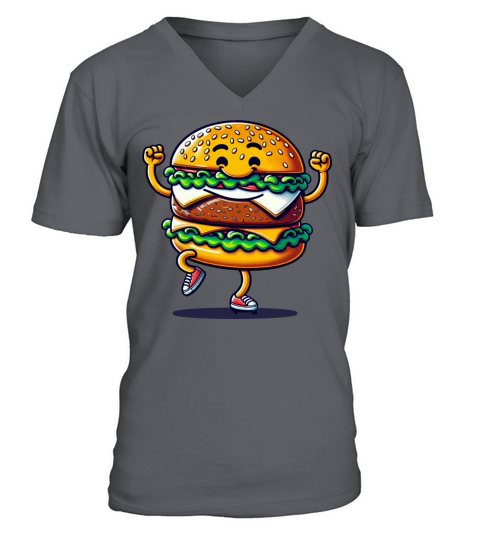 Burger Dancing V-Neck T-shirt