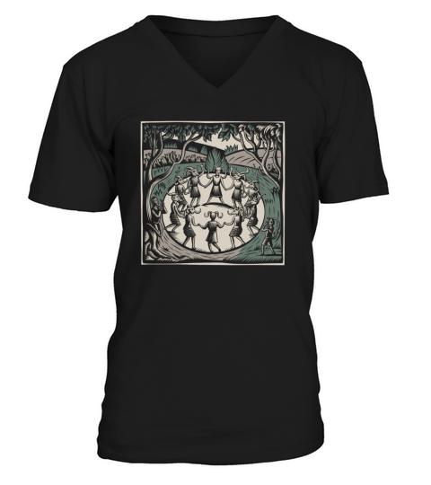 Dance with the Devil Dark and Mysterious Design V-Neck T-shirt