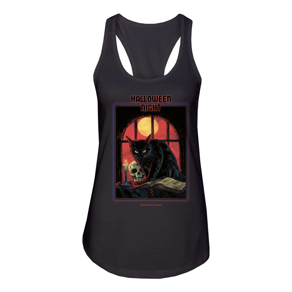 Black Cat Halloween Scary Women's Racerback Tank