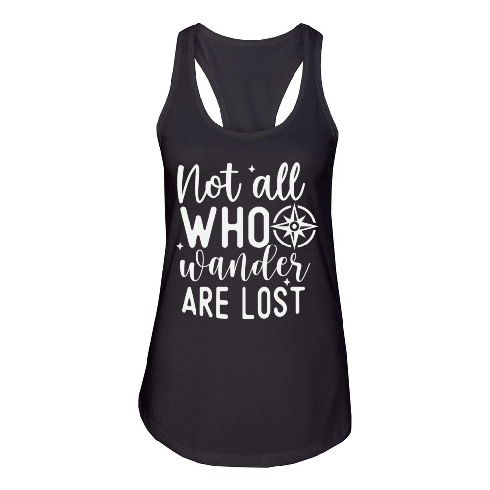 Hiking Compass Not All Who Wander Are Lost Women's Racerback Tank